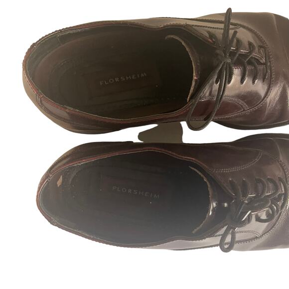 Florsheim Men's Size 9.5 D Italy Leather Mahogany‎ Dress Cap Toe Shoes - Picture 2 of 6